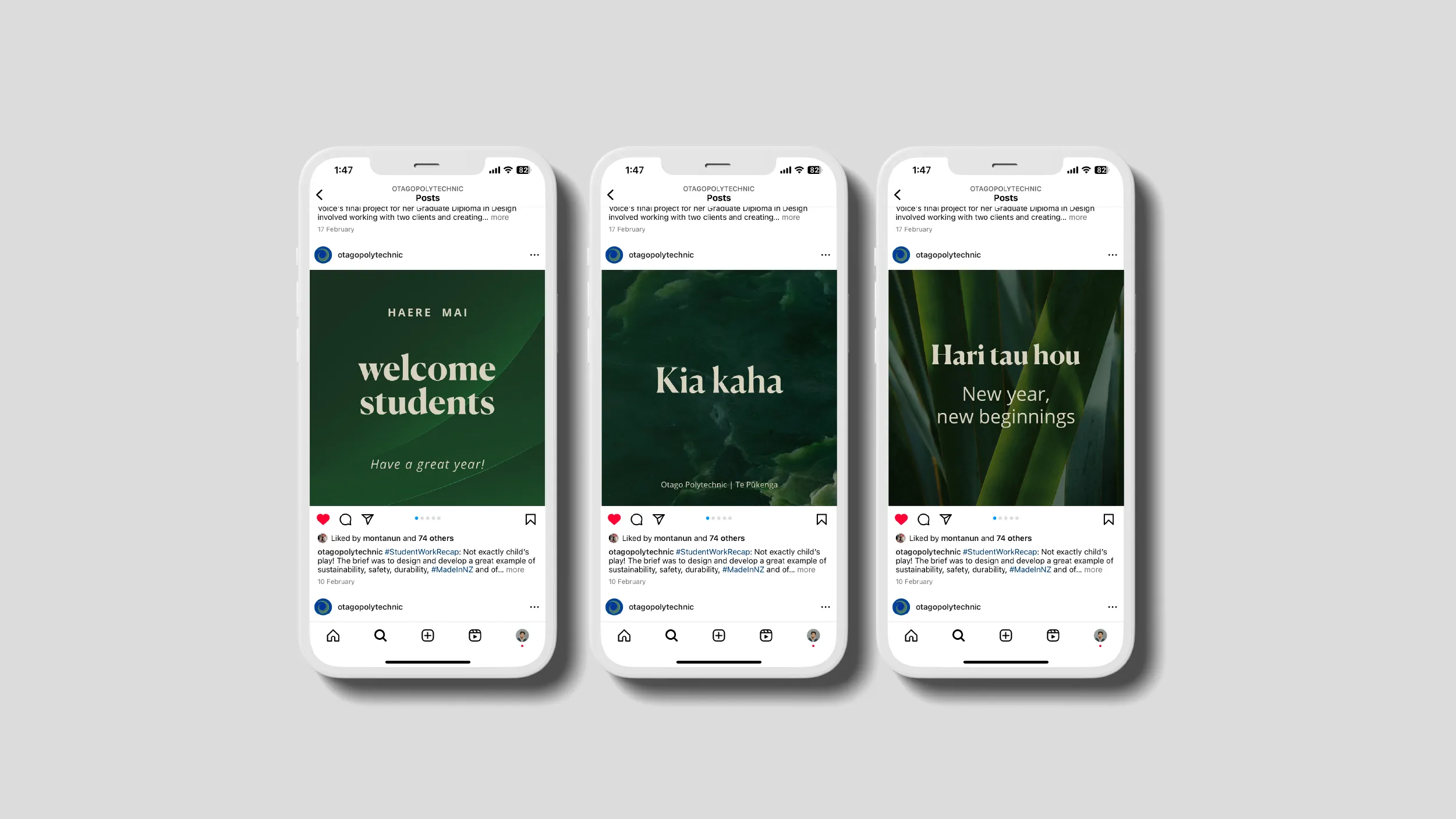 POV designed a modular social media template suite for Otago Polytechnic Te Pukenga, enabling the communications team to produce consistent, professional content across Instagram, Facebook, and LinkedIn at scale. Location: Dunedin, New Zealand POV New Zealand - www.pov.nz