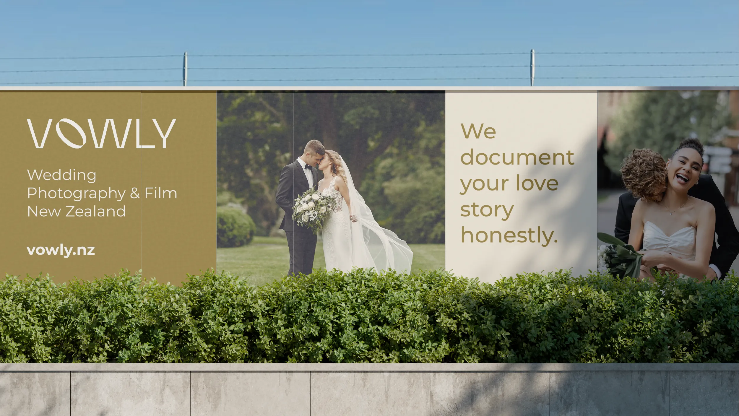 A new brand identity and visual system for a New Zealand wedding photography and film studio built on honesty. Designed by POV - www.pov.nz